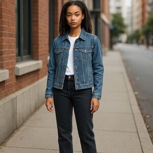 Christopher & Banks Women’s Small Button Up Trucker Denim Jacket Trucker